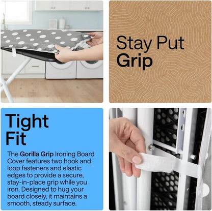 GORILLA GRIP Padded Ironing Board Cover, 15x54 Silver