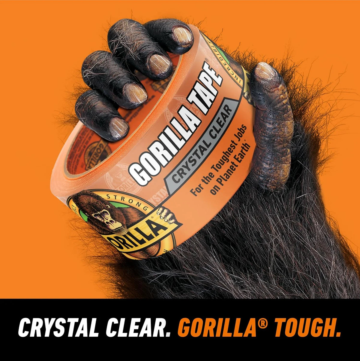 GORILLA Crystal Clear Tape, 1.88" x 18 yd, 2-Pack, Weather Resistant