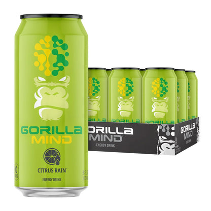 Gorilla Mind Energy Drink | 16oz, 12-Pack (Citrus Rain)