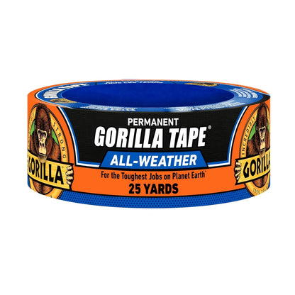 GORILLA All Weather Duct Tape, Black, 1.88" x 25 yd