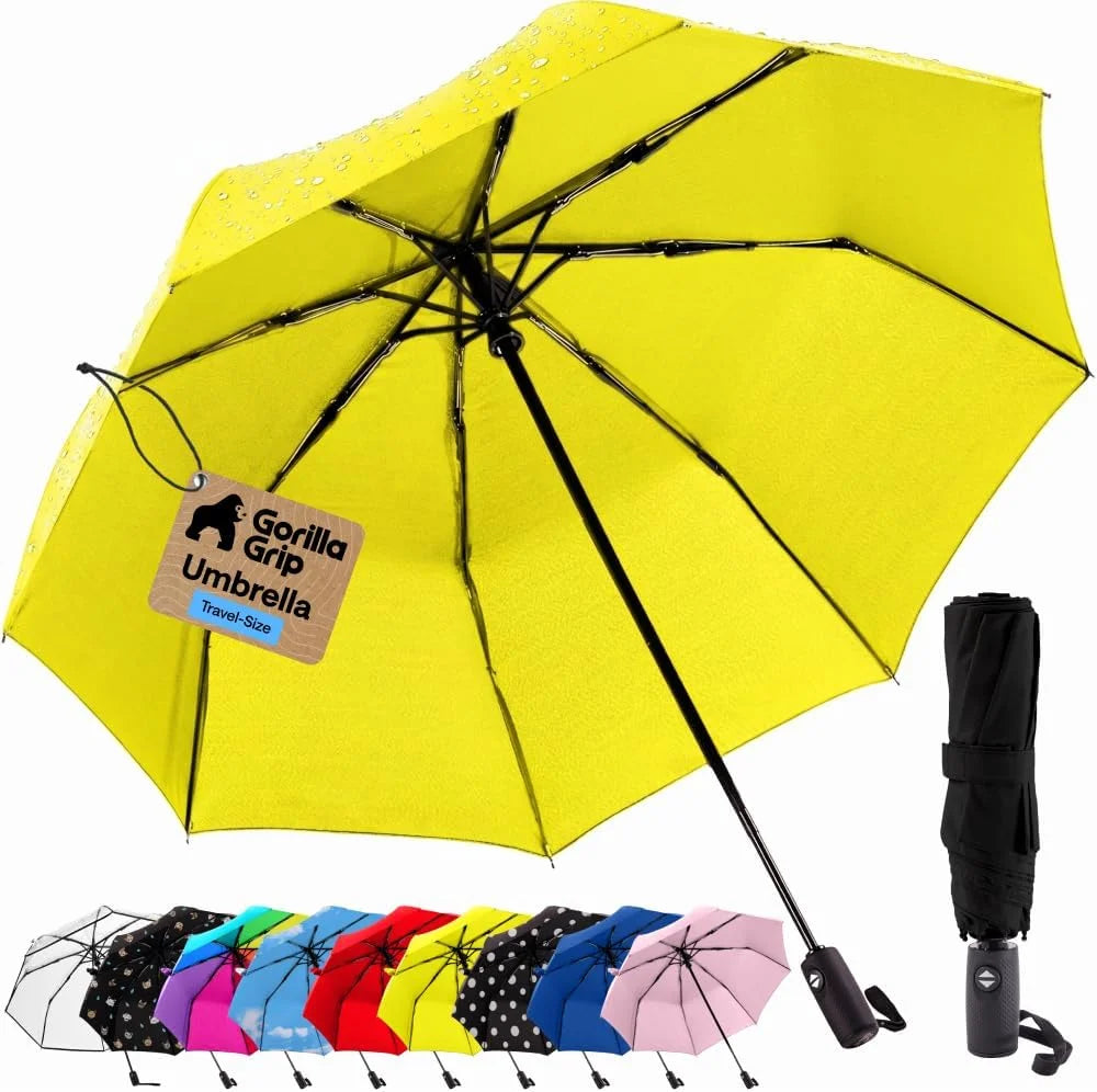 GORILLA GRIP Compact Travel Size Umbrella for Rain, Cats and Dogs