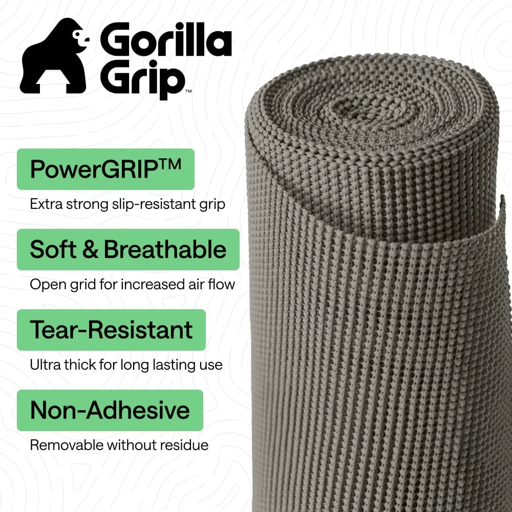 GORILLA GRIP powerGRIP Drawer Shelf and Cabinet Liner, 24"x30', Light Gray