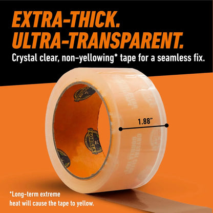 GORILLA Crystal Clear Tape, 1.88" x 18 yd, 2-Pack, Weather Resistant