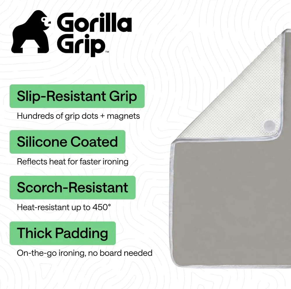 GORILLA GRIP Padded Ironing Board Cover, 15x54 Silver
