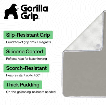 GORILLA GRIP Padded Ironing Board Cover, 15x54 Silver