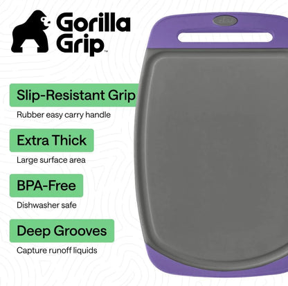GORILLA GRIP BPA-Free Reversible Kitchen Cutting Board, Set of 3, Turquoise