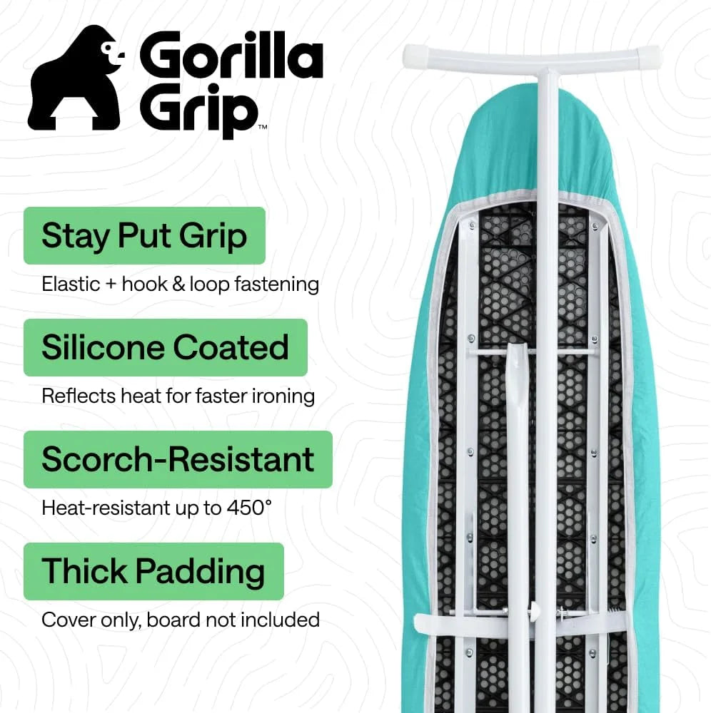 GORILLA GRIP Padded Ironing Board Cover, 15x54 Silver