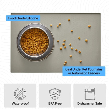 GORILLA GRIP Dog Food Mat, 100% Waterproof Silicone, 26x17 Navy