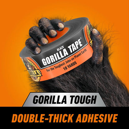 GORILLA Tape; Duct; Utility; Triple Layer Strength; Indoor & Outdoor; Weather Resistant Shell; 1.88 in x 10 yd; Black; (Pack of 2)
