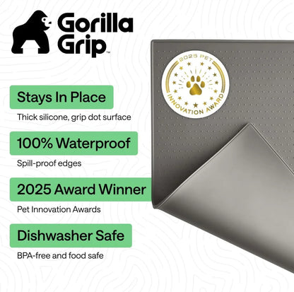 GORILLA GRIP Dog Food Mat, 100% Waterproof Silicone, 26x17 Navy