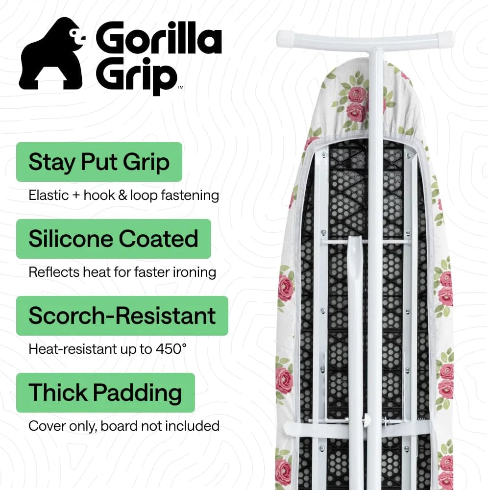 GORILLA GRIP Padded Ironing Board Cover, 15x54 Silver