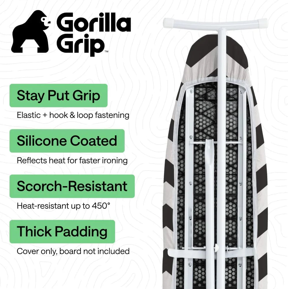 GORILLA GRIP Padded Ironing Board Cover, 15x54 Silver
