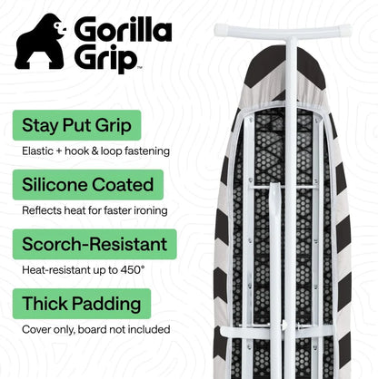 GORILLA GRIP Padded Ironing Board Cover, 15x54 Silver