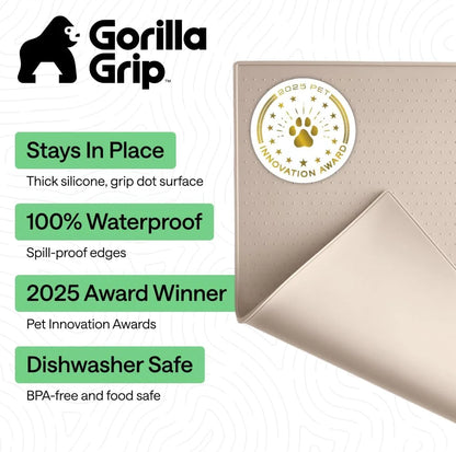 GORILLA GRIP Dog Food Mat, 100% Waterproof Silicone, 26x17 Navy