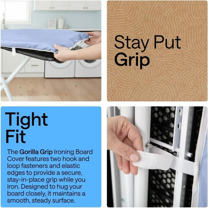 GORILLA GRIP Padded Ironing Board Cover, 15x54 Silver