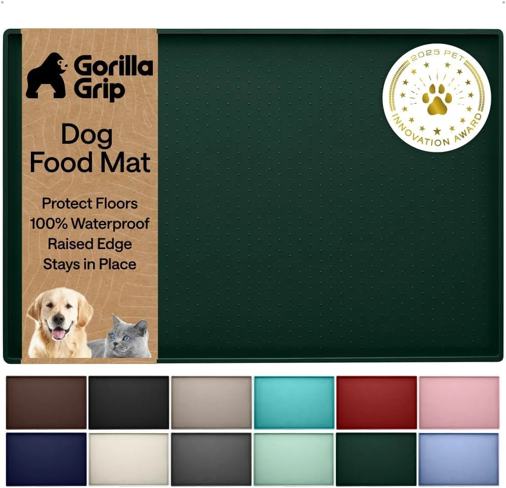 GORILLA GRIP Dog Food Mat, 100% Waterproof Silicone, 26x17 Navy