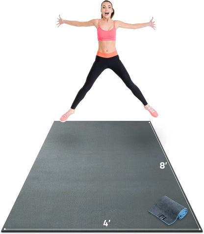 Gorilla Mats Large Exercise Mat – 6'x4', 7'x4', 7'x5', 8'x4', 10'x4' (1/4" Thick) – Ultra Durable Workout Mat for Home Gym Flooring – Non-Slip, Flat Fitness, Yoga & Weight Lifting Floor Mat