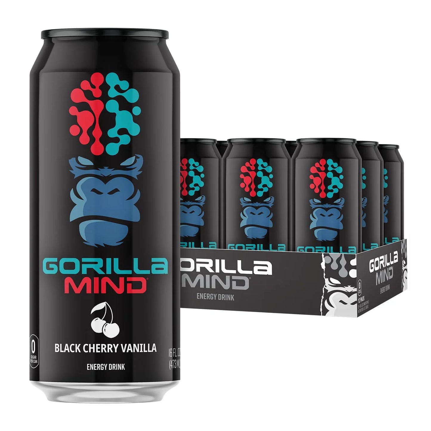 Gorilla Mind Energy Drink | 16oz, 12-Pack (Citrus Rain)
