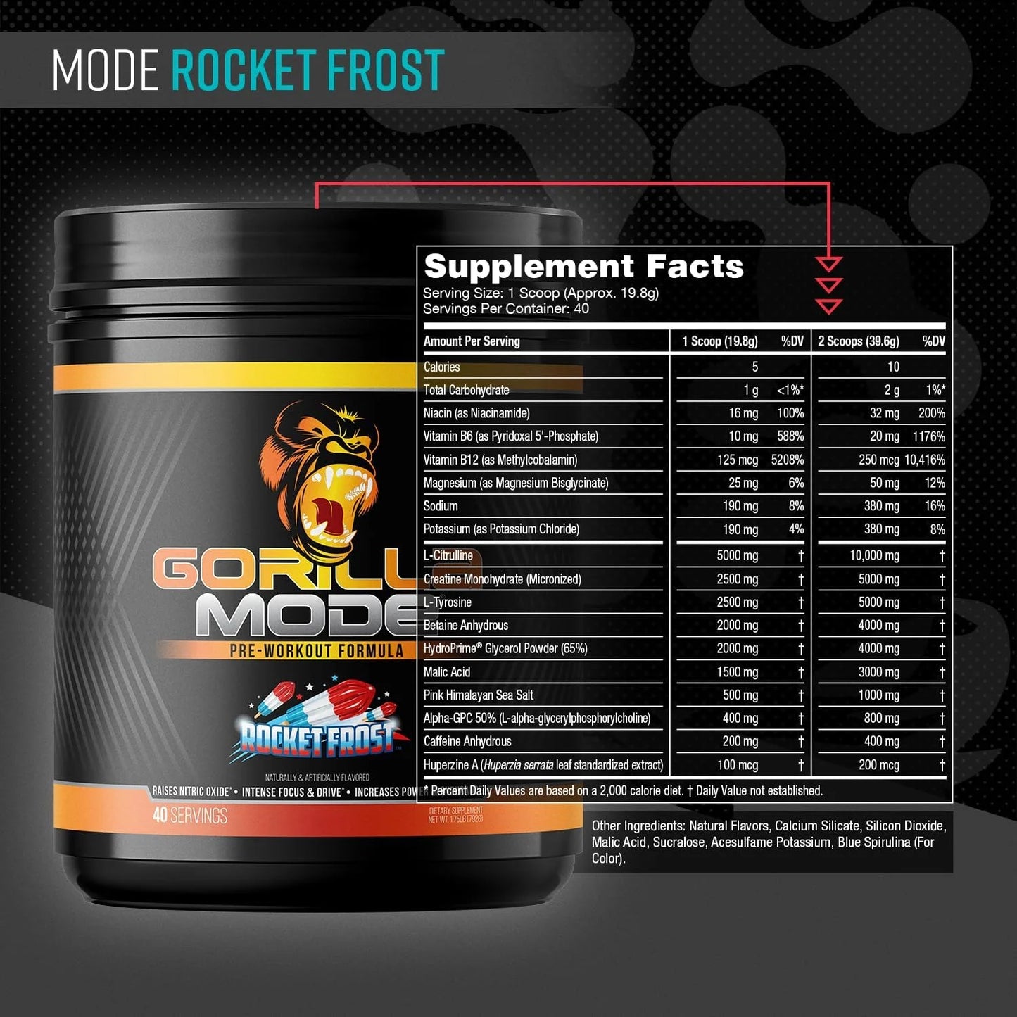 Gorilla Mode Pre Workout - Massive Pumps | 812g (BlackBerry Lemonade)