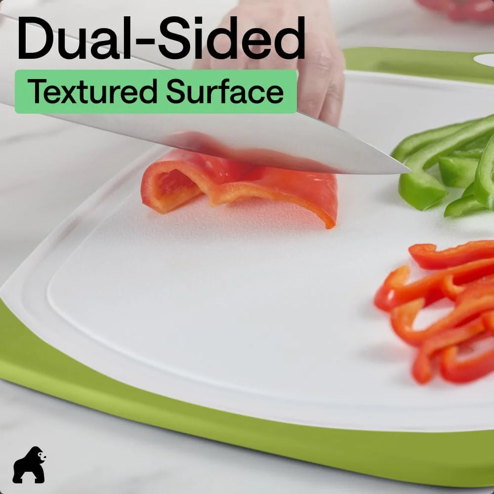 GORILLA GRIP BPA-Free Reversible Kitchen Cutting Board, Set of 3, Turquoise