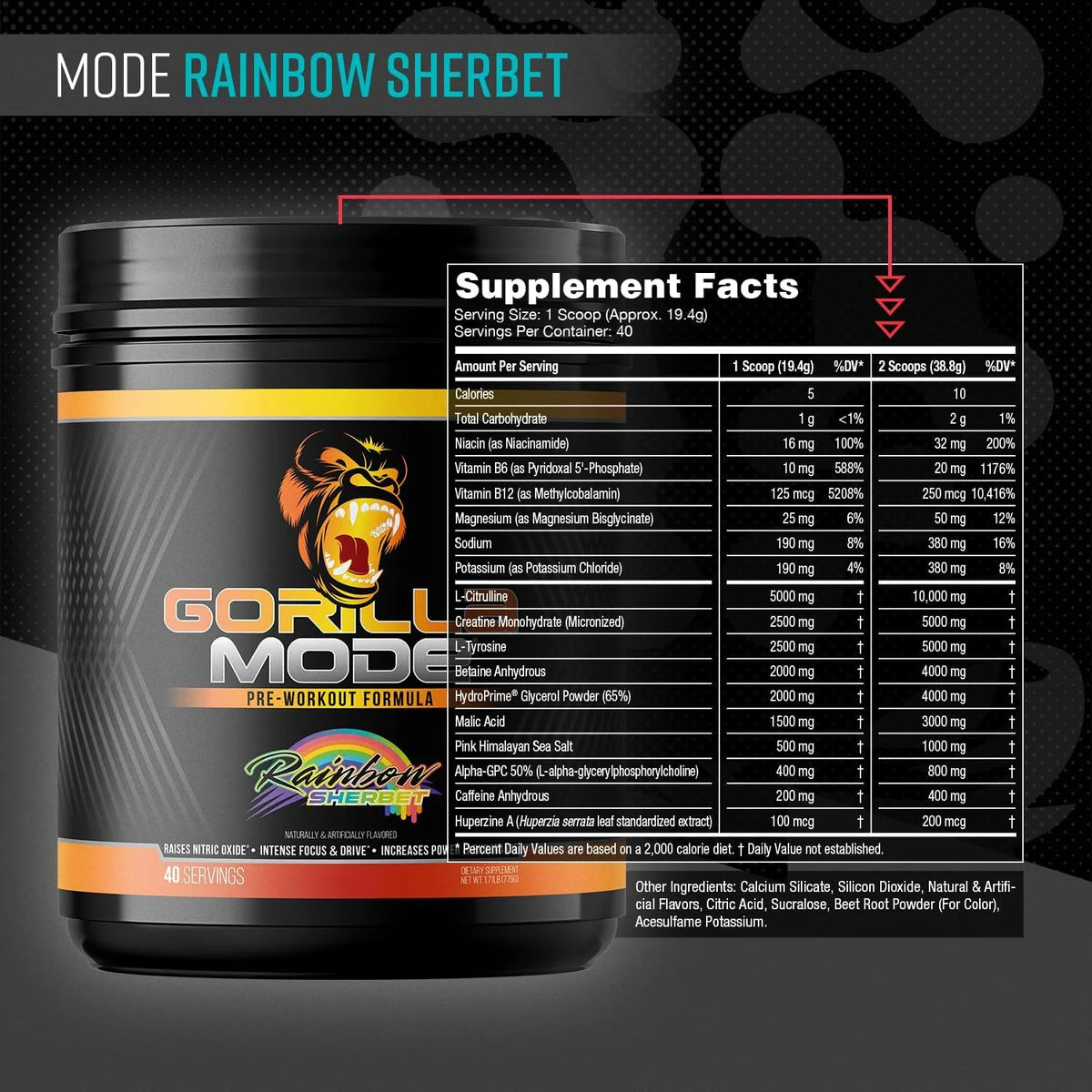 Gorilla Mode Pre Workout - Massive Pumps | 812g (BlackBerry Lemonade)