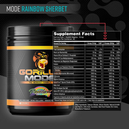 Gorilla Mode Pre Workout - Massive Pumps | 812g (BlackBerry Lemonade)