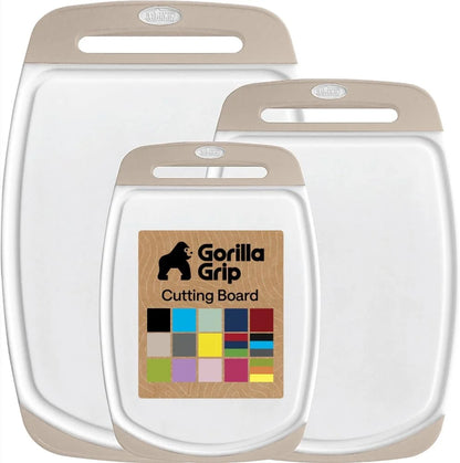 GORILLA GRIP BPA-Free Reversible Kitchen Cutting Board, Set of 3, Turquoise