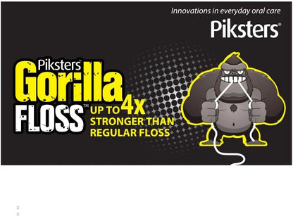 Piksters Gorilla Floss 4 Pack Extra Strong Dental Floss for Plaque Removal