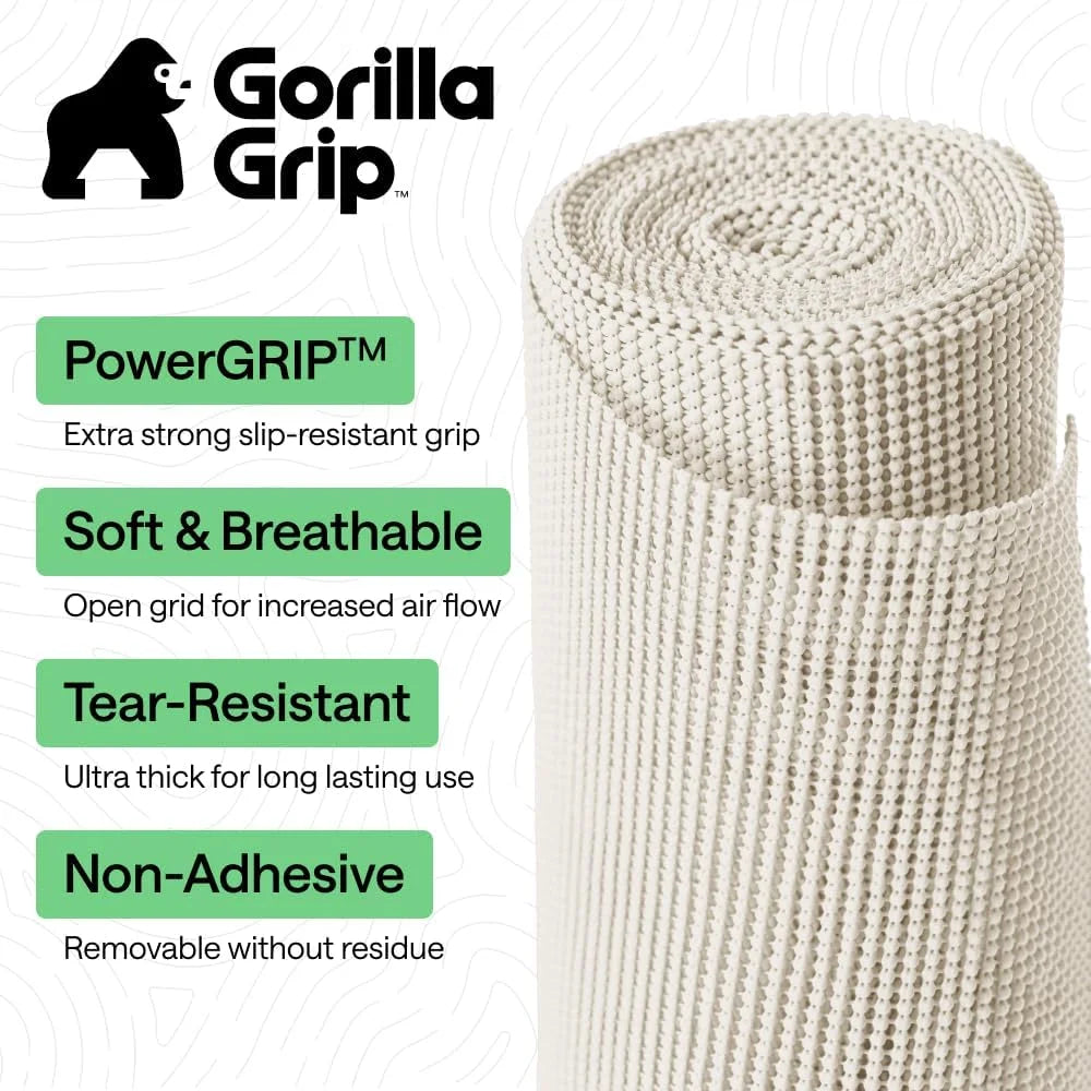 GORILLA GRIP powerGRIP Drawer Shelf and Cabinet Liner, 24"x30', Light Gray