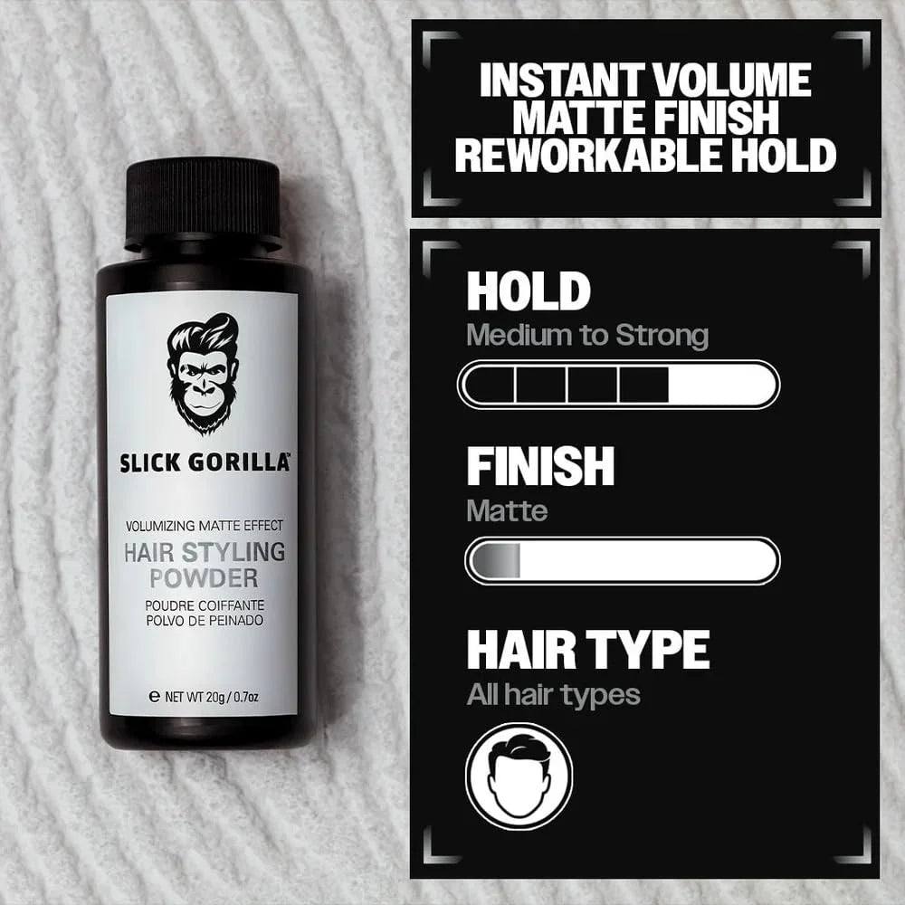 Slick Gorilla Hair Styling Powder for Men, Texture Powder 0.70 oz (20g)