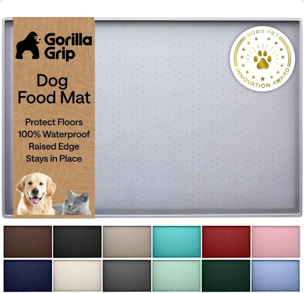 GORILLA GRIP Dog Food Mat, 100% Waterproof Silicone, 26x17 Navy