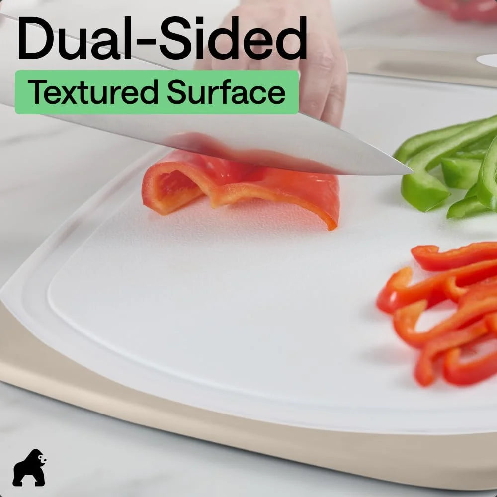 GORILLA GRIP BPA-Free Reversible Kitchen Cutting Board, Set of 3, Turquoise