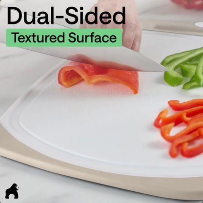 GORILLA GRIP BPA-Free Reversible Kitchen Cutting Board, Set of 3, Turquoise