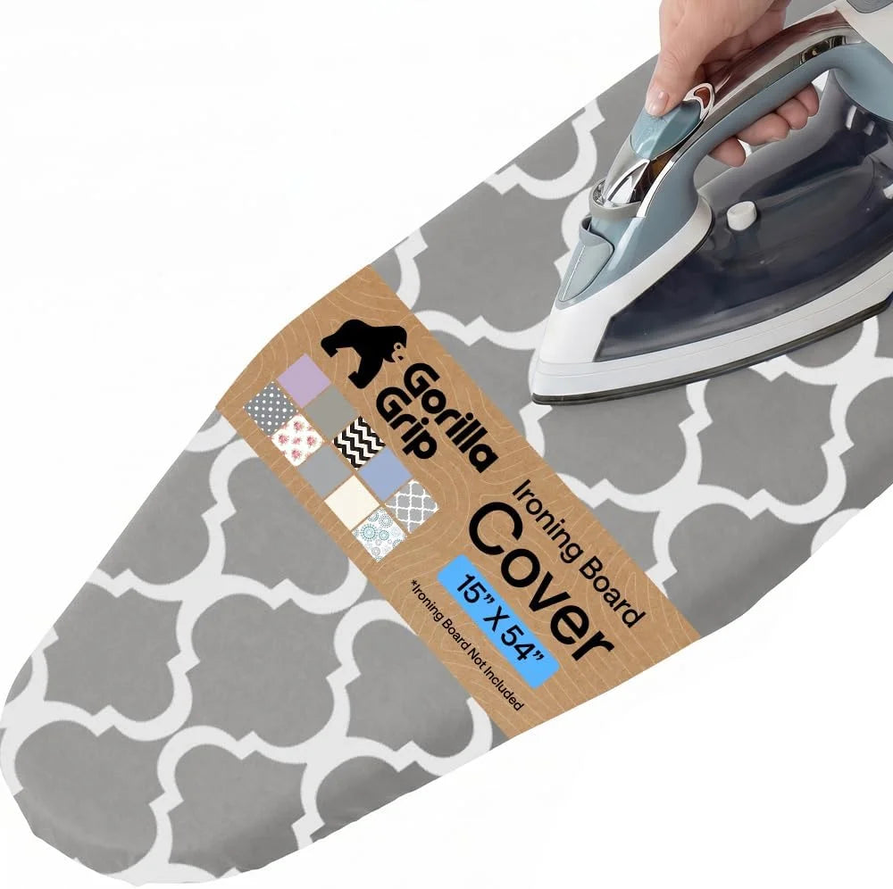 GORILLA GRIP Padded Ironing Board Cover, 15x54 Silver