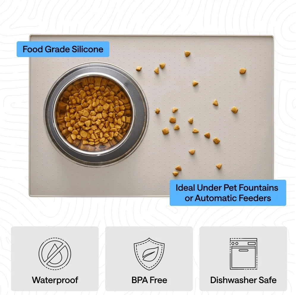 GORILLA GRIP Dog Food Mat, 100% Waterproof Silicone, 26x17 Navy