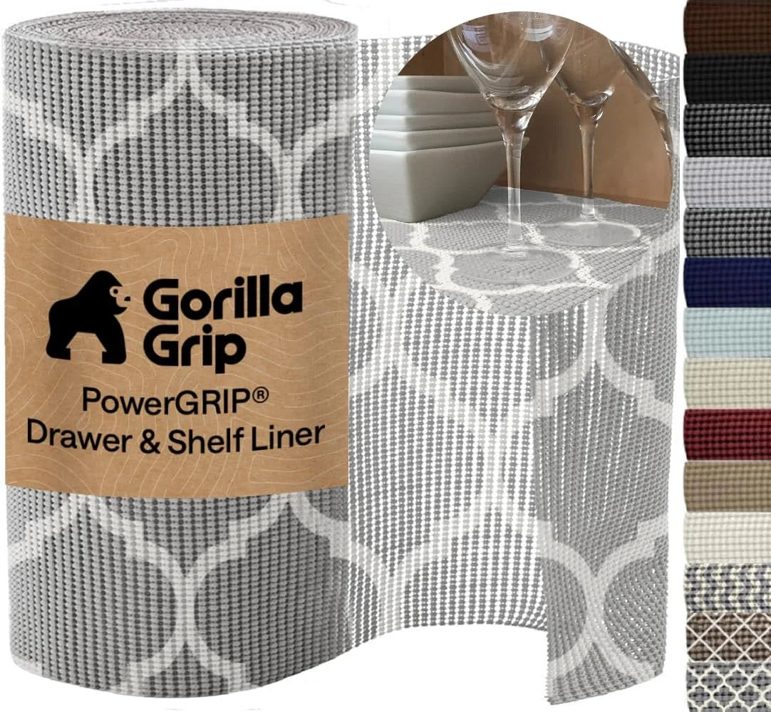 GORILLA GRIP powerGRIP Drawer Shelf and Cabinet Liner, 24"x30', Light Gray