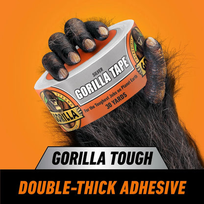 GORILLA Heavy Duty Duct Tape, Silver, 1.88" x 30 yd, 1-Pack