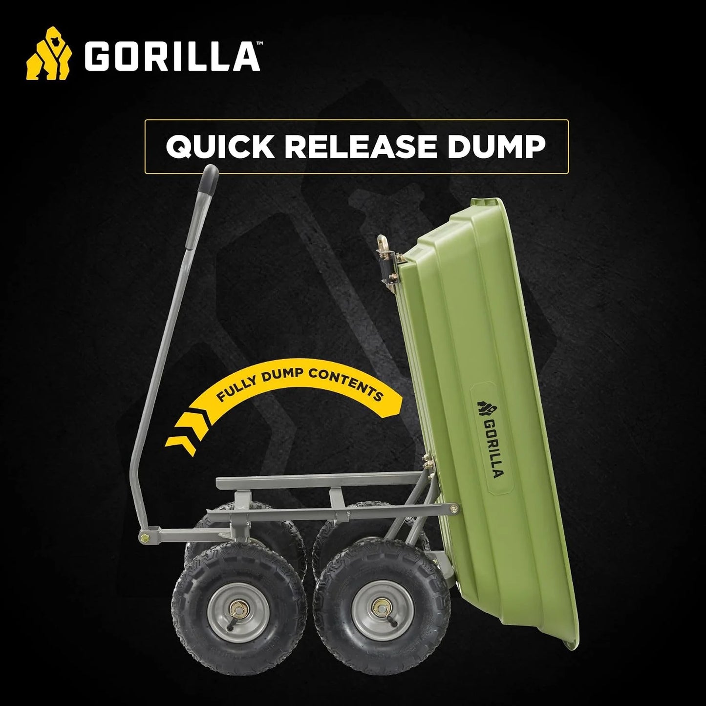 Gorilla Carts Poly Dump Cart, 800 lb. Capacity, 5 Cu Ft, Gray