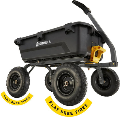 Gorilla Carts Dump Garden Cart, 4 Cu Ft, 600 lb Capacity, No-Flat Tires