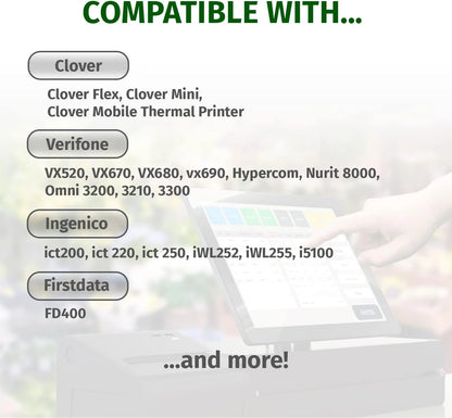 (50) Gorilla Supply 2 1/4 x 85 Thermal Paper Receipt Rolls Clover Mini Verifone VX510 VX570 FD50 T4220, 2.25 x 85 ft, POS/Cash Register Paper, BPA Free, 50 Rolls (Pack of 2)