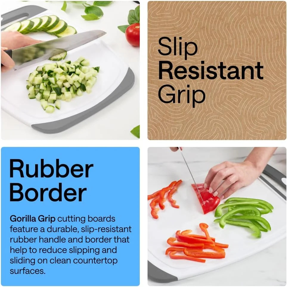 GORILLA GRIP BPA-Free Reversible Kitchen Cutting Board, Set of 3, Turquoise