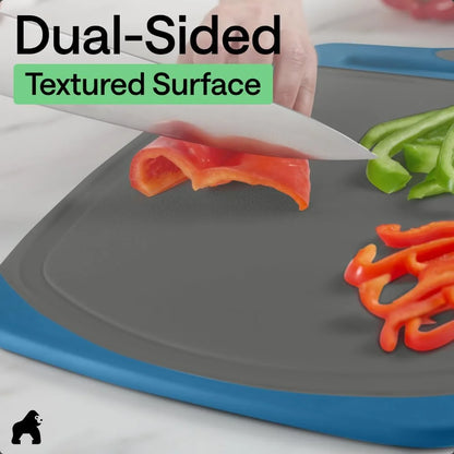 GORILLA GRIP BPA-Free Reversible Kitchen Cutting Board, Set of 3, Turquoise