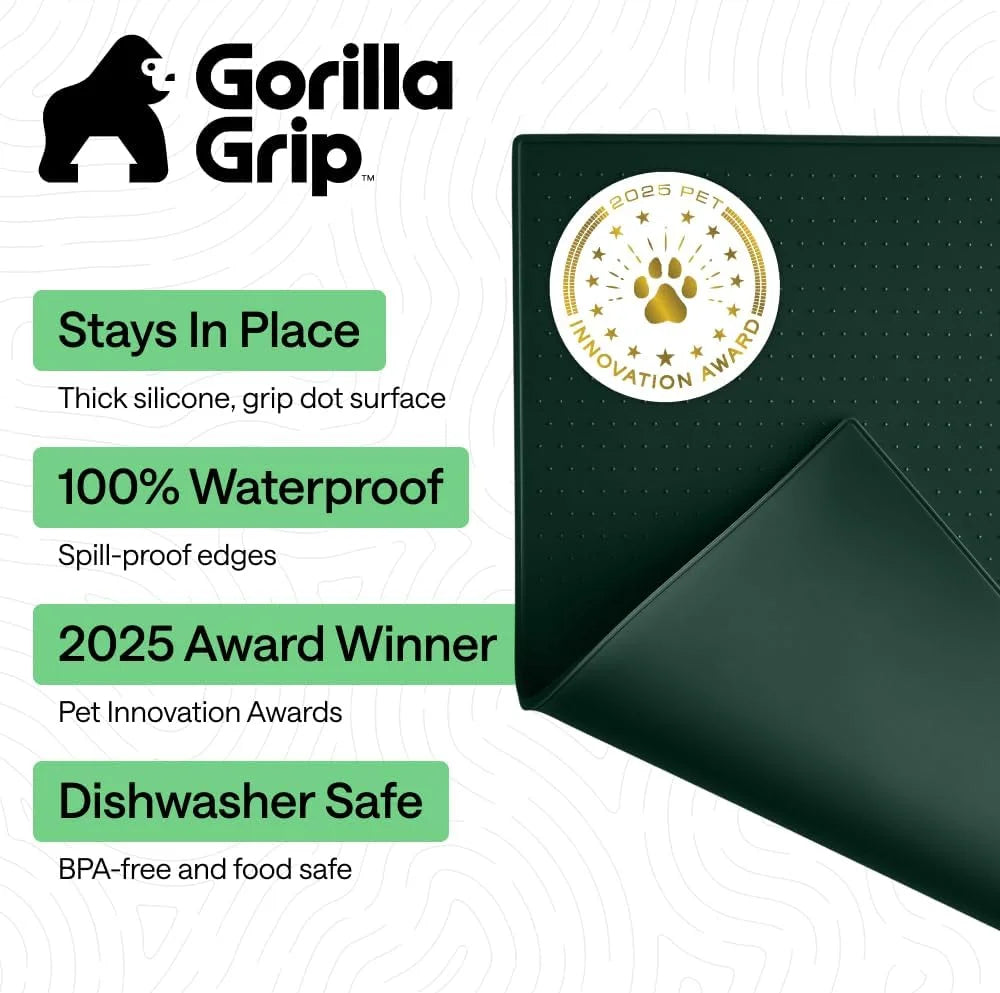 GORILLA GRIP Dog Food Mat, 100% Waterproof Silicone, 26x17 Navy