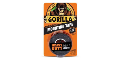 GORILLA Heavy Duty Double Sided Mounting Tape, 1" x 60", Black, 2-Pack