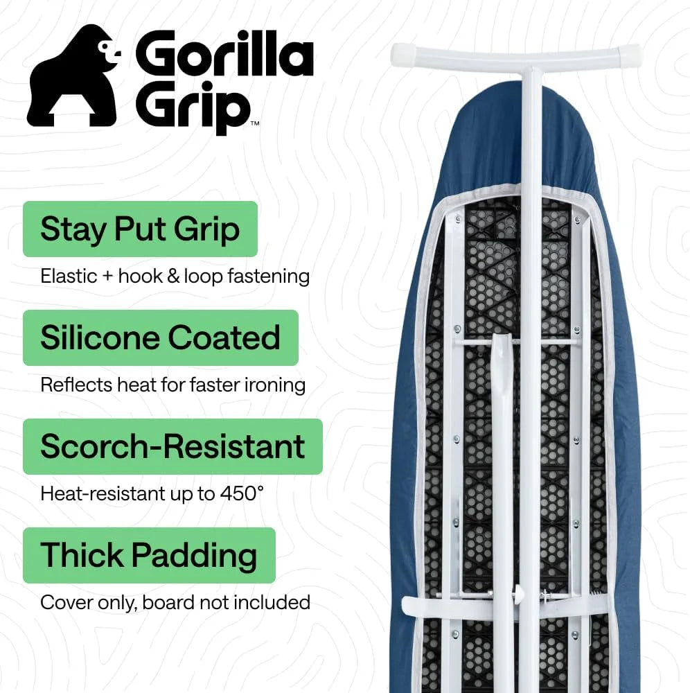 GORILLA GRIP Padded Ironing Board Cover, 15x54 Silver