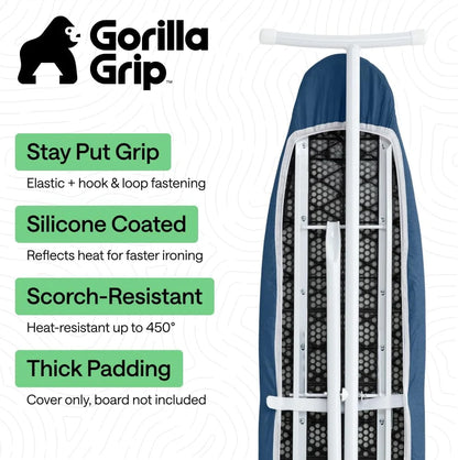 GORILLA GRIP Padded Ironing Board Cover, 15x54 Silver