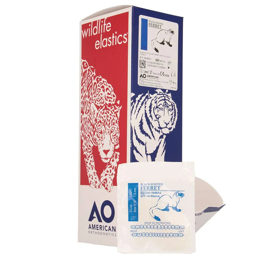 American Orthodontics Blue Whale Elastics, 5/16 in, 14 oz, Latex, Maximum
