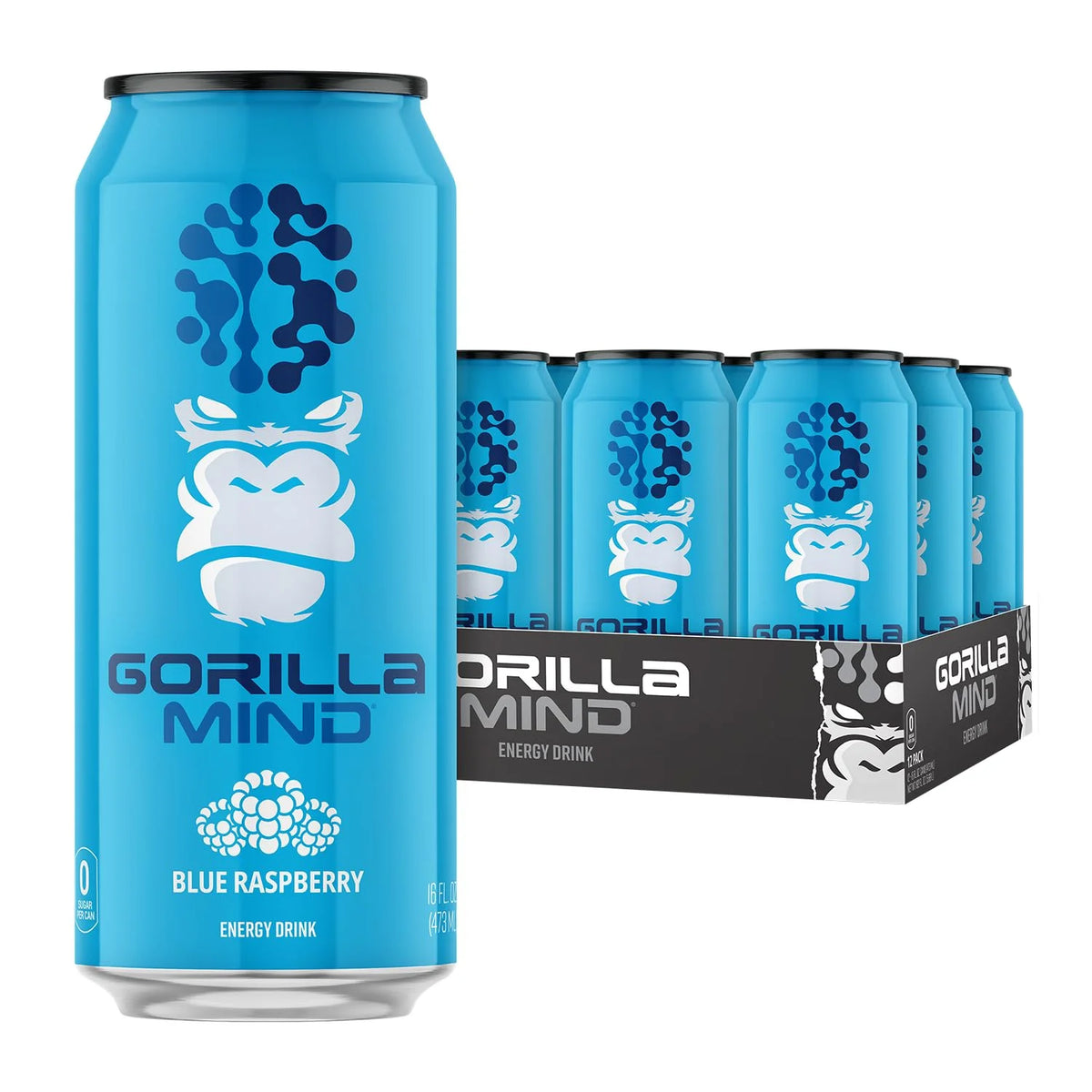 Gorilla Mind Energy Drink | 16oz, 12-Pack (Citrus Rain)