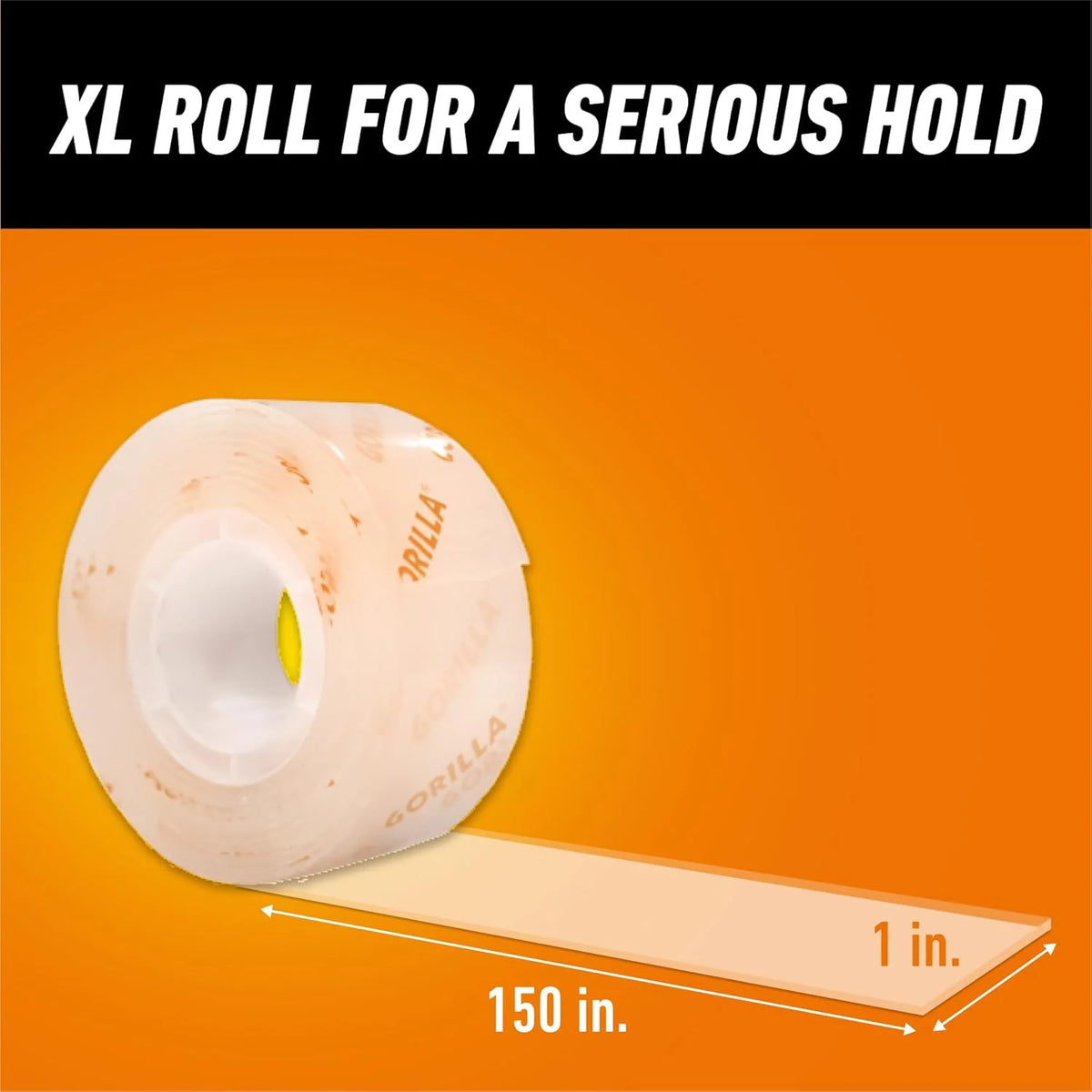 Gorilla Tough & Clear Double Sided Mounting Tape, Clear Tape, 1" x 150" - Weatherproof for Indoor or Outdoor (Pack of 6)