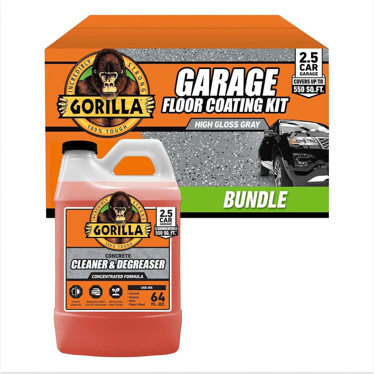 Gorilla Epoxy Garage Floor Coating Kit, 7 Pieces, 1-Car, Black Finish